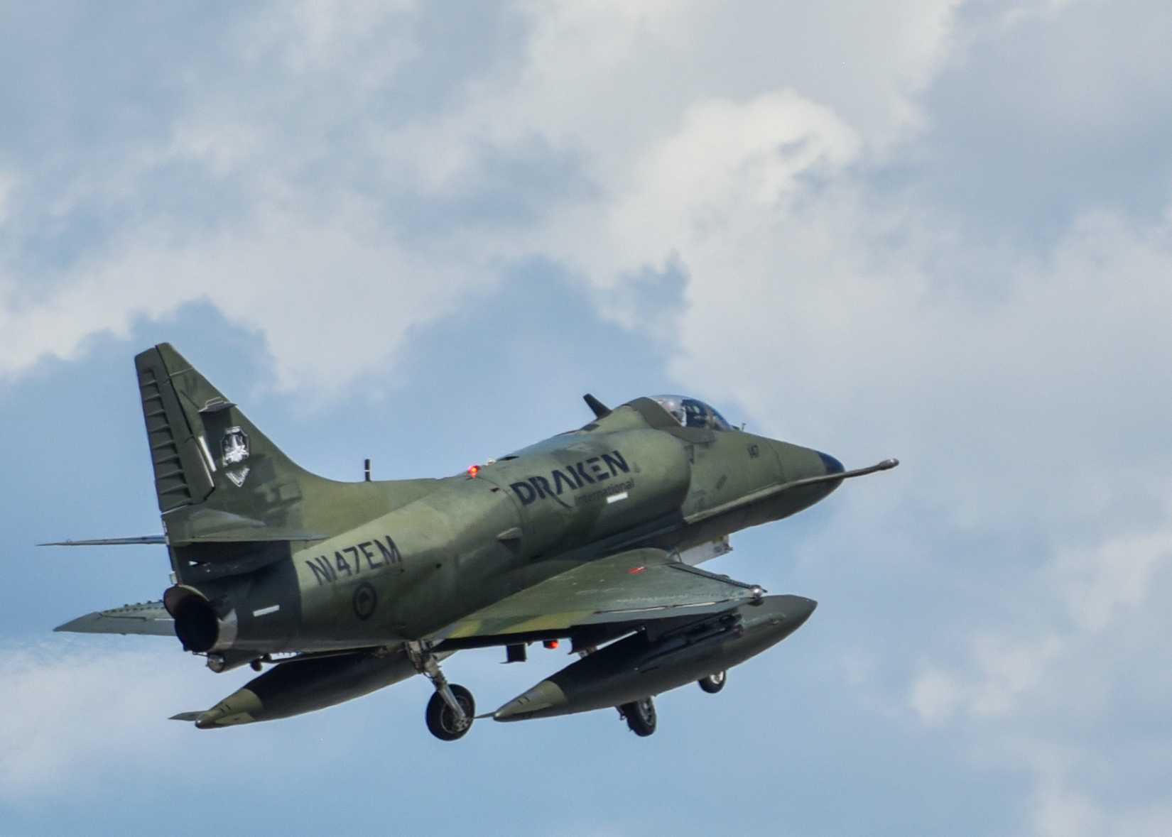 An A-4K Skyhawk assigned to Draken International takes off in preparation for an exercise at Kinston Regional Jetport, North Carolina, Sept. 11, 2020