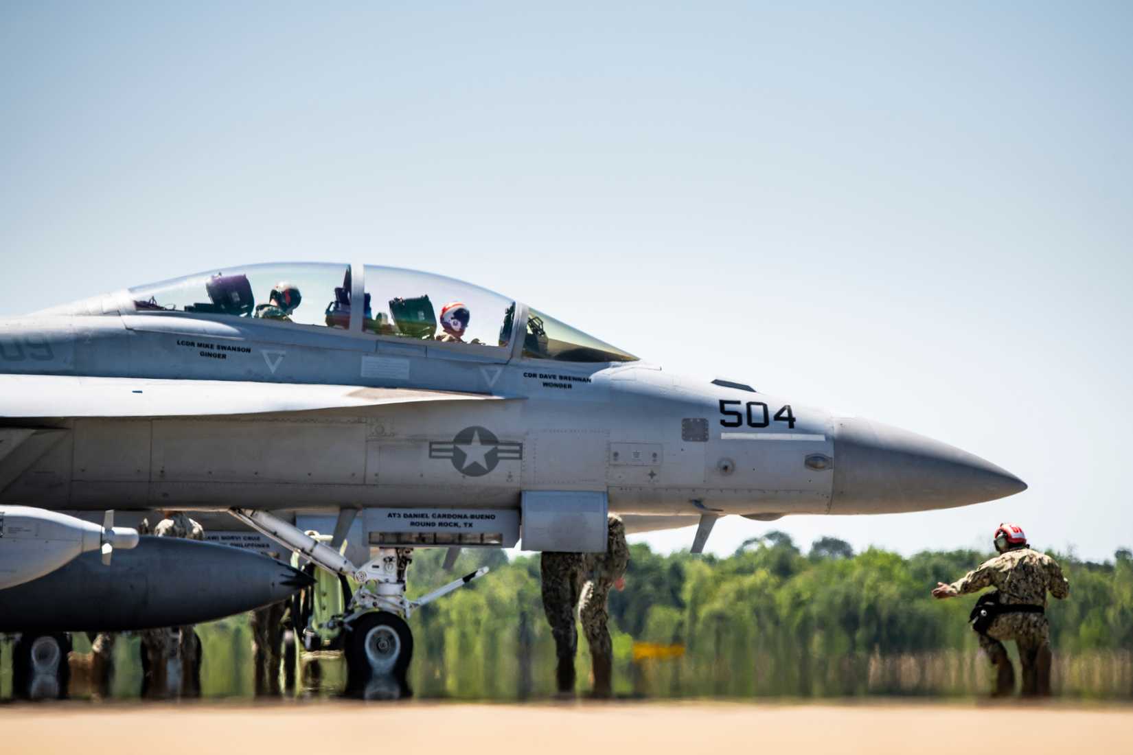 An EA-18G Growler, assigned to Electronic Attack Squadron (VAQ) 209, U.S. Navy Reserve, prepares for takeoff as part of Exercise Southern Strike 2021