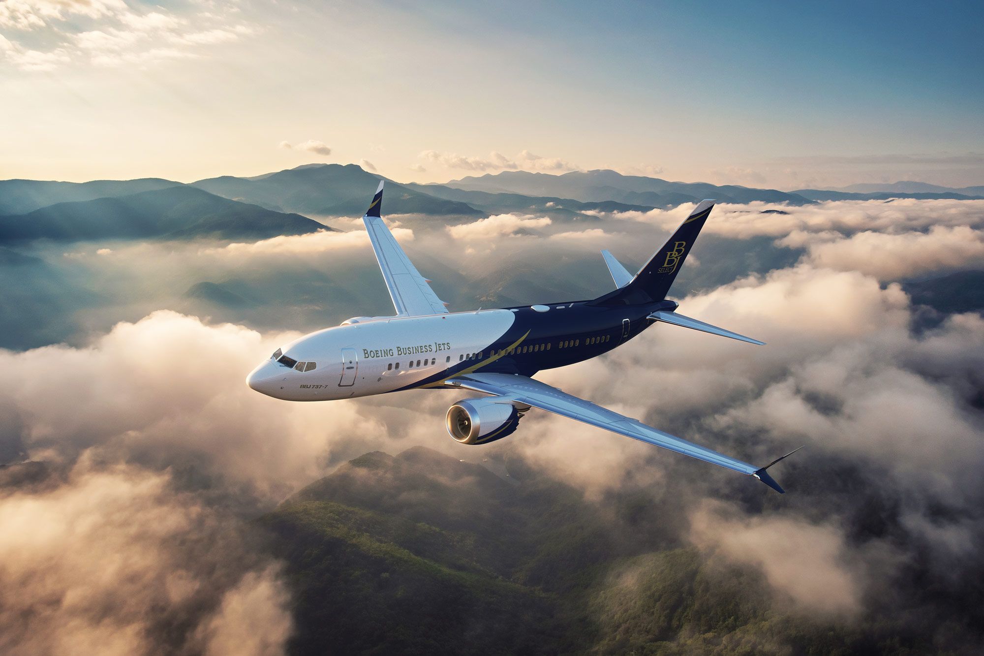 BBJ 737 in flight