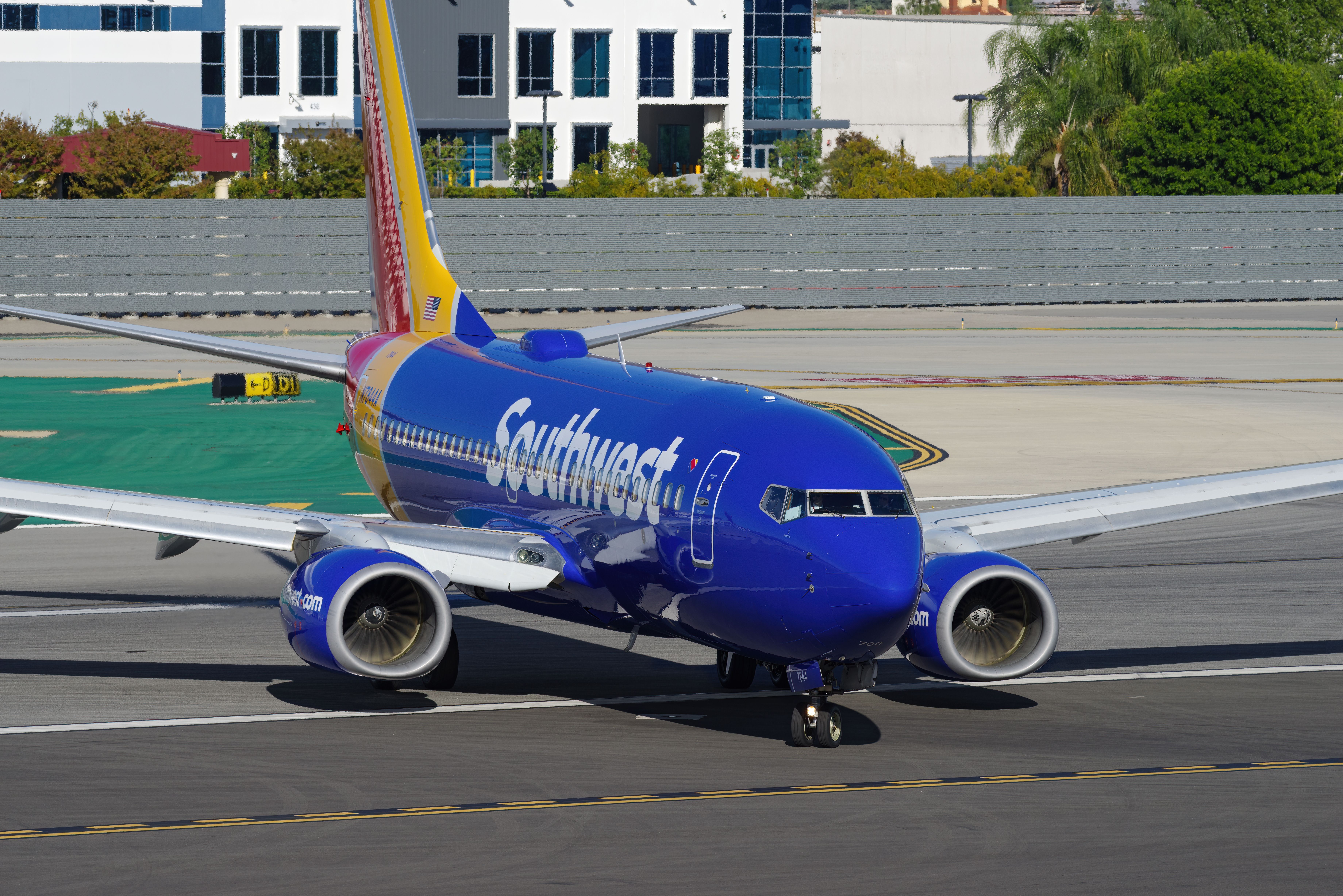Southwest Airlines Boeing 737-700 taxiing at Burbank Airport BUR shutterstock_2391259319