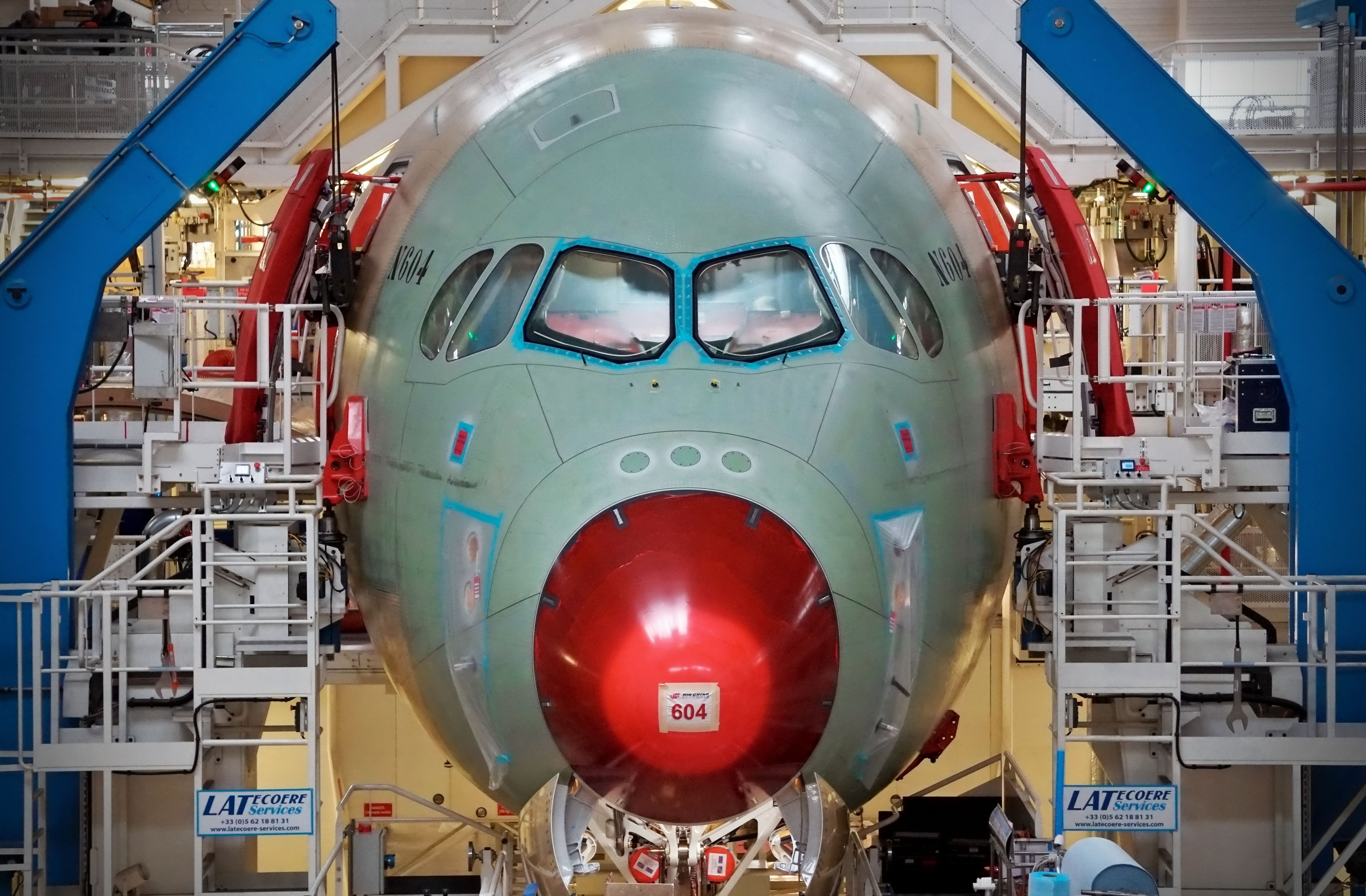 Airbus A350 being assembled in Toulouse, France shutterstock_2582315153