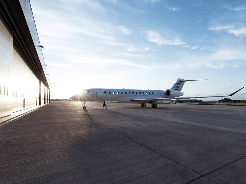 Bombardier Global 7500 parked at the hangar