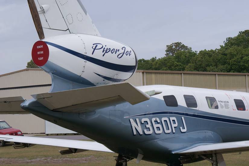 Close up view of the single engine on the PiperJet.
