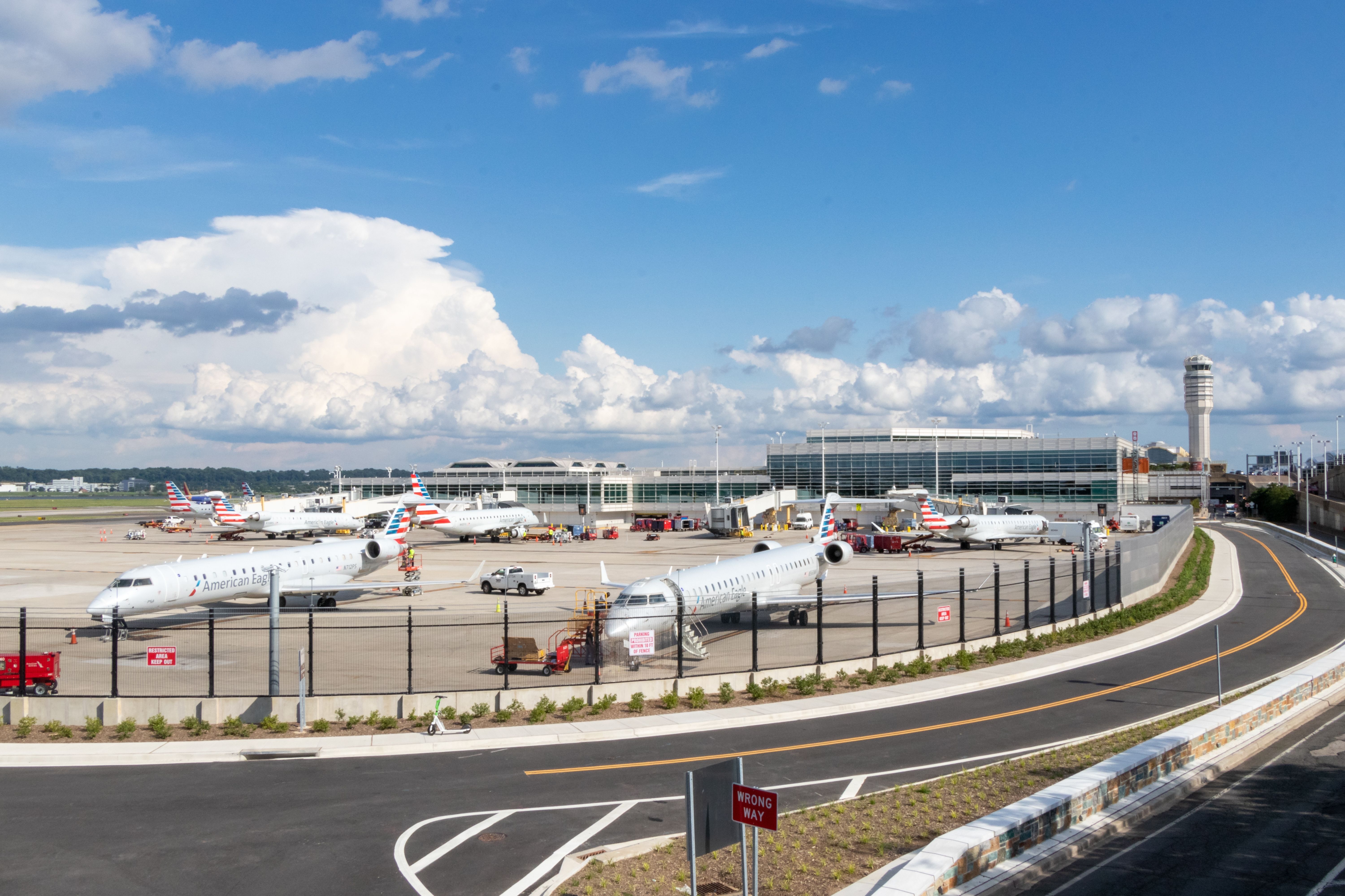 American Airlines regional aircraft parked near the terminal at Ronald Reagan Washington National Airport.