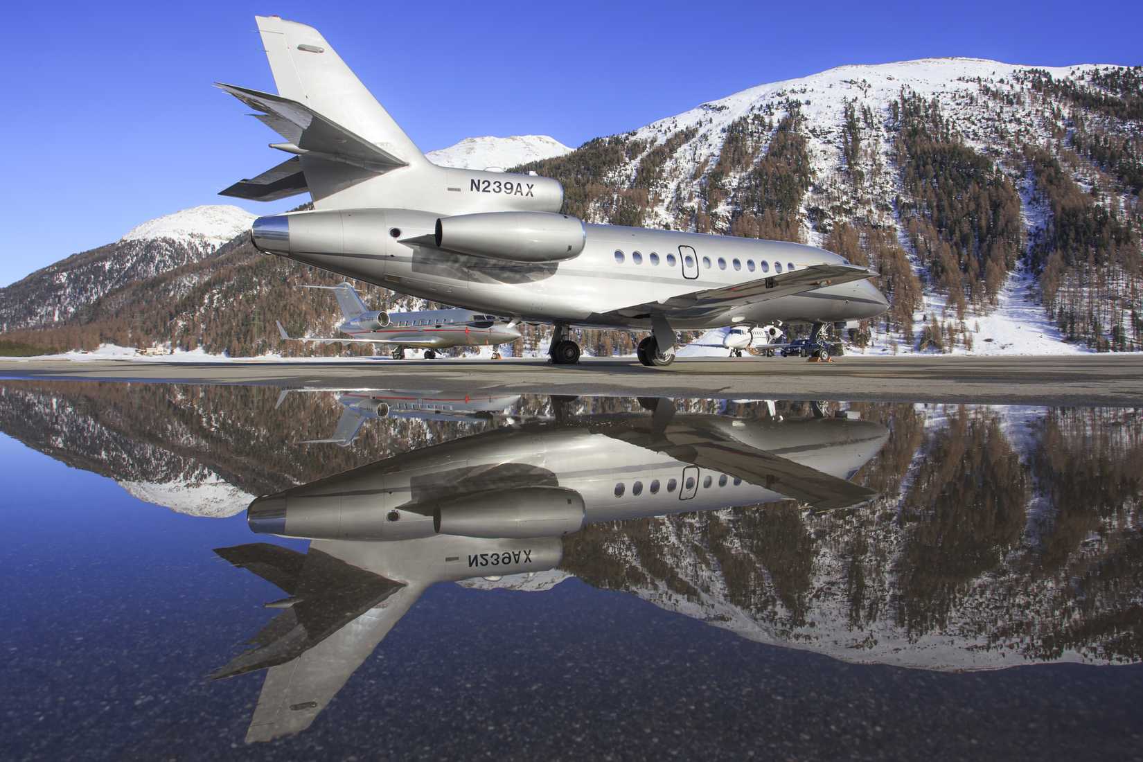 Dassault Falcon F900 at Engadin Airport in Samedan,Switzerland 