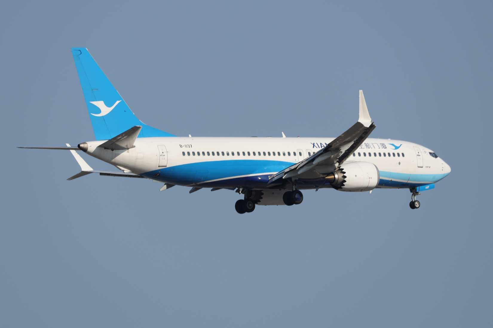 Xiamen Air Boeing 737 MAX 8 landing at BKK shutterstock_2485715449