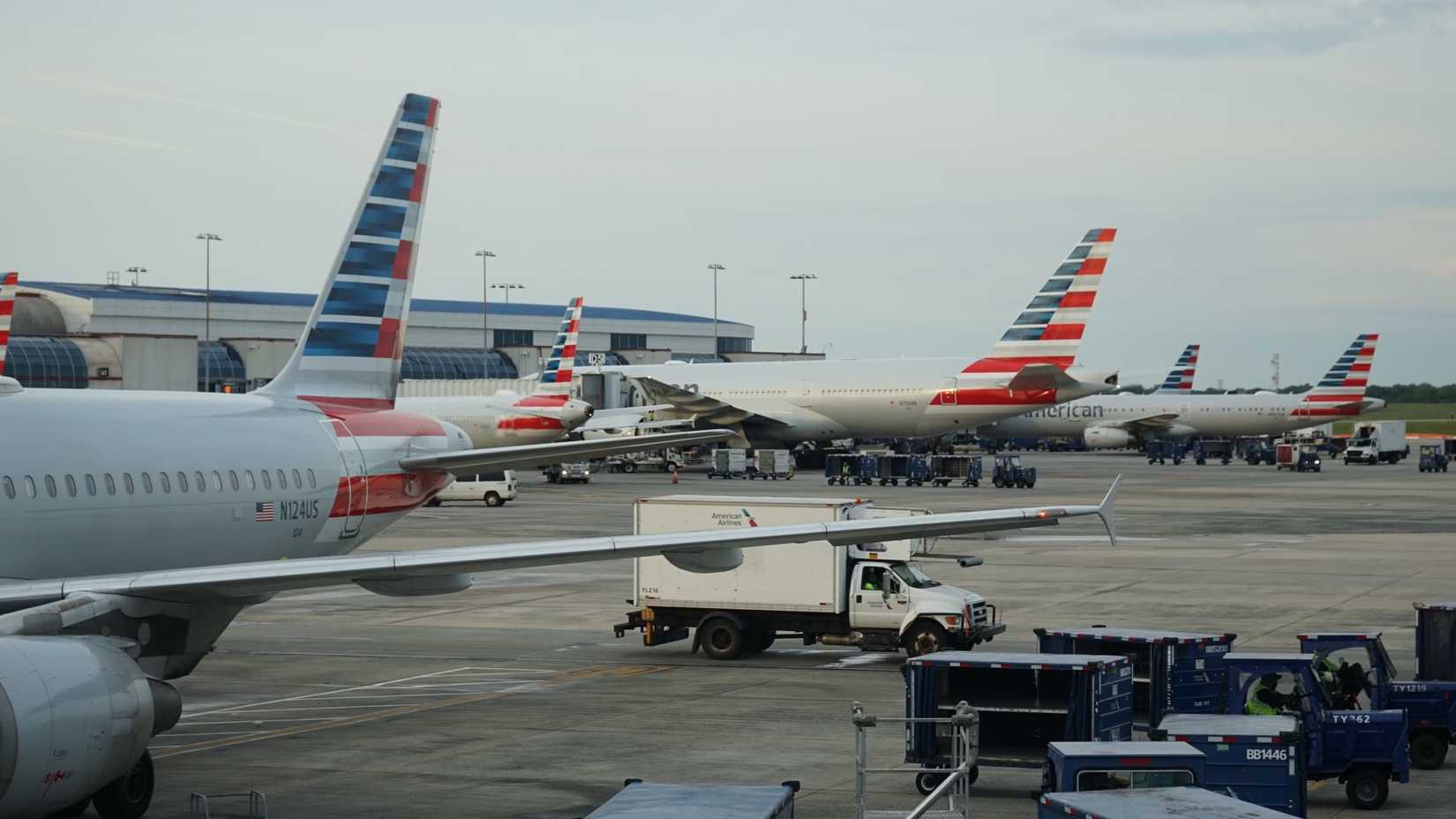 American airlines jets parked at the gate at CLT