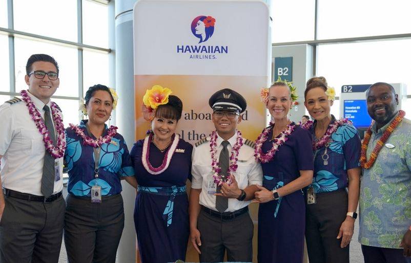 Hawaiian Airlines inaugural flight between Salt Lake City and Honolulu