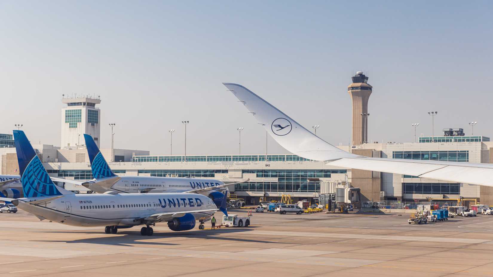 Lufthansa Airbus A350-900 winglet at DEN shutterstock_2199099449