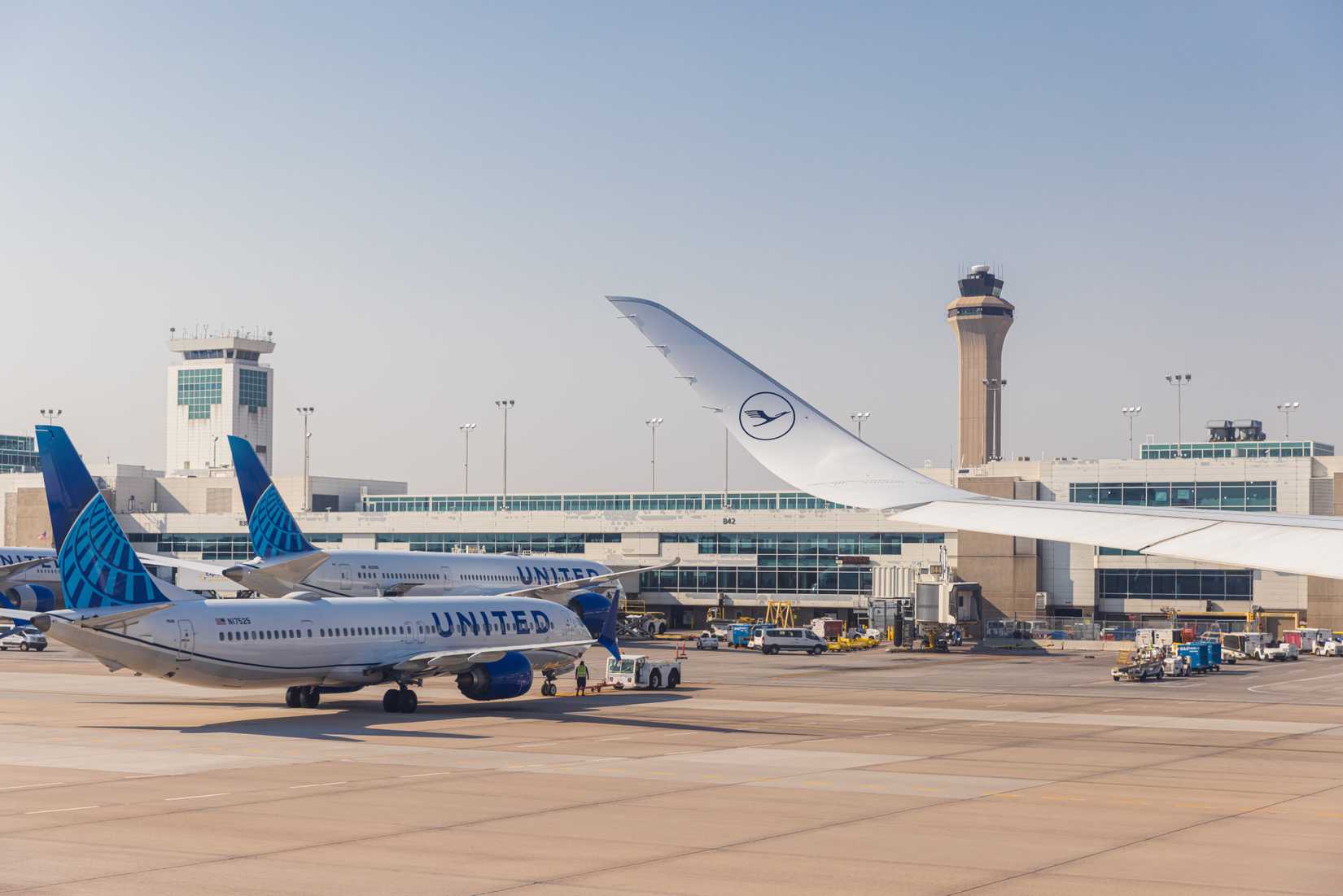 Lufthansa Airbus A350-900 winglet at Denver International Airport DEN