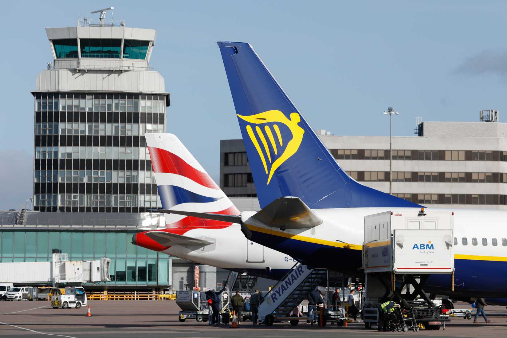 BA & Ryanair Tails At Manchester Airport