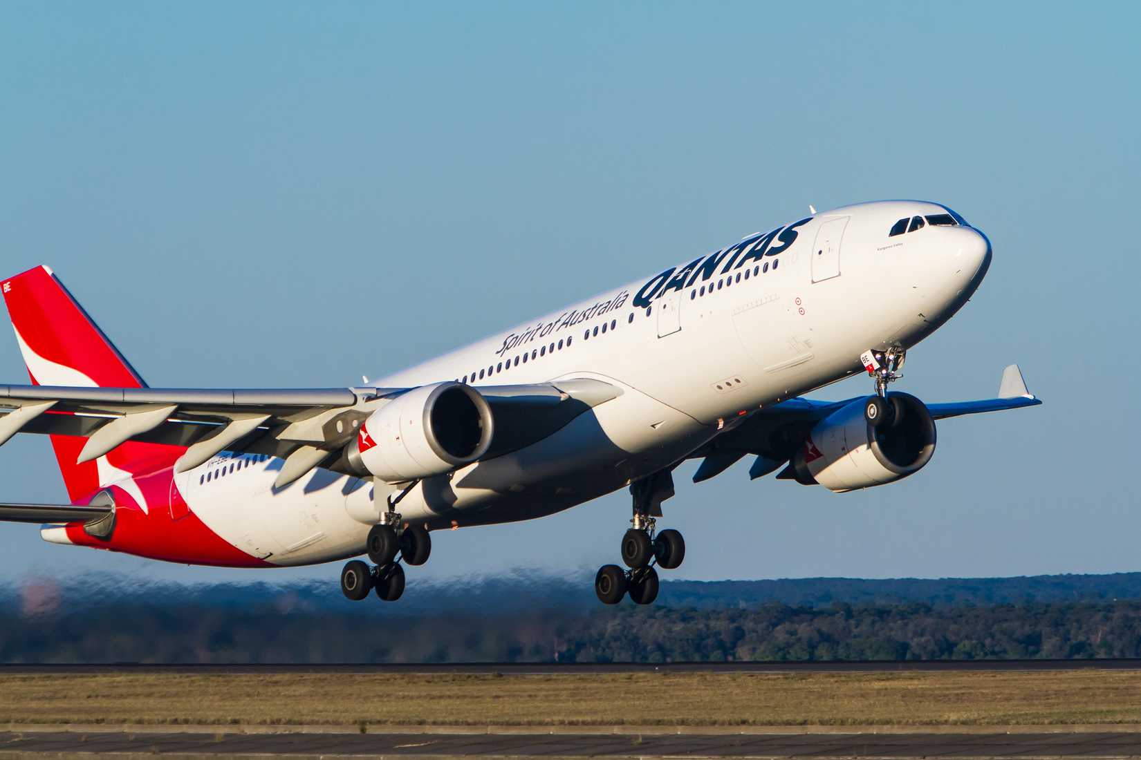 Qantas Airbus A330 departing Sydney Airport SYD 