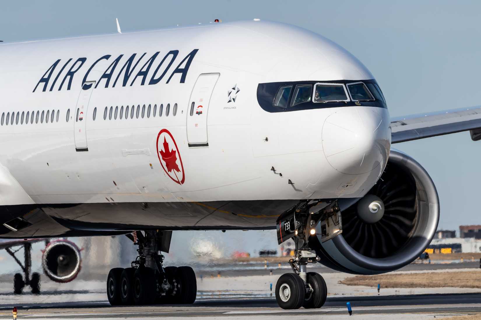 Air Canada Boeing 777-3 lining up for takeoff at Toronto Pearson Intl. Airport