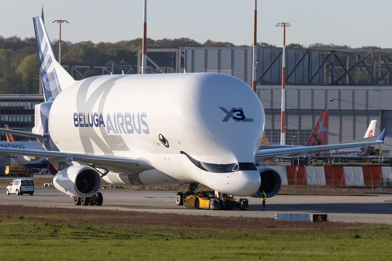 Airbus Transport International (4Y  BGA) at Hamburg Finkenwerder (EDHI XFW) with an Airbus A330-743L Beluga XL A337 (F-GXLI  1930)