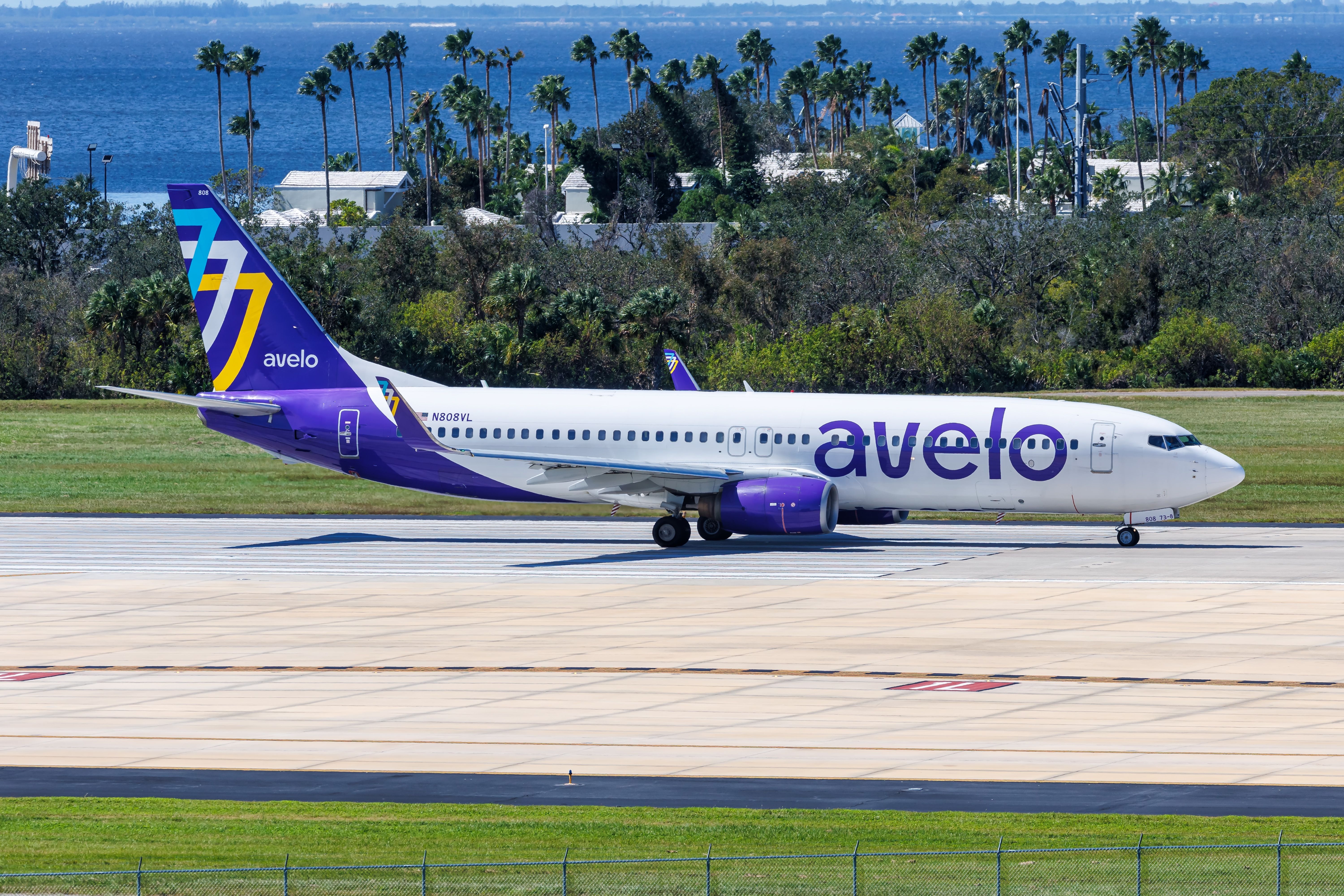 Avelo Airlines Boeing 737-800 airplane at Tampa Airport in the United States.