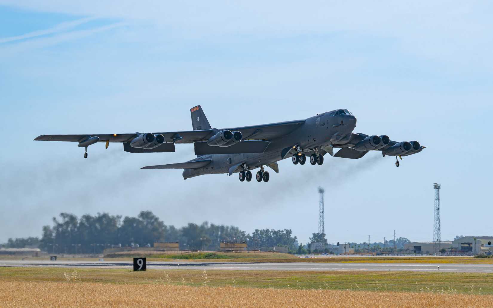B-52H Stratofortress assigned to the 23rd Expeditionary Bomb Squadron takes off in support of Bomber Task Force Europe (BTF) at Morón Air Base, Spain, May 27, 2025