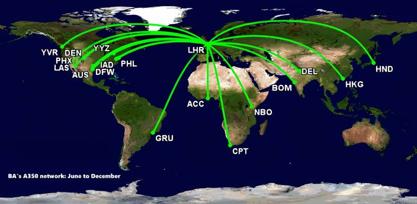17 Destinations: Where British Airways Flies The Airbus A350-1000