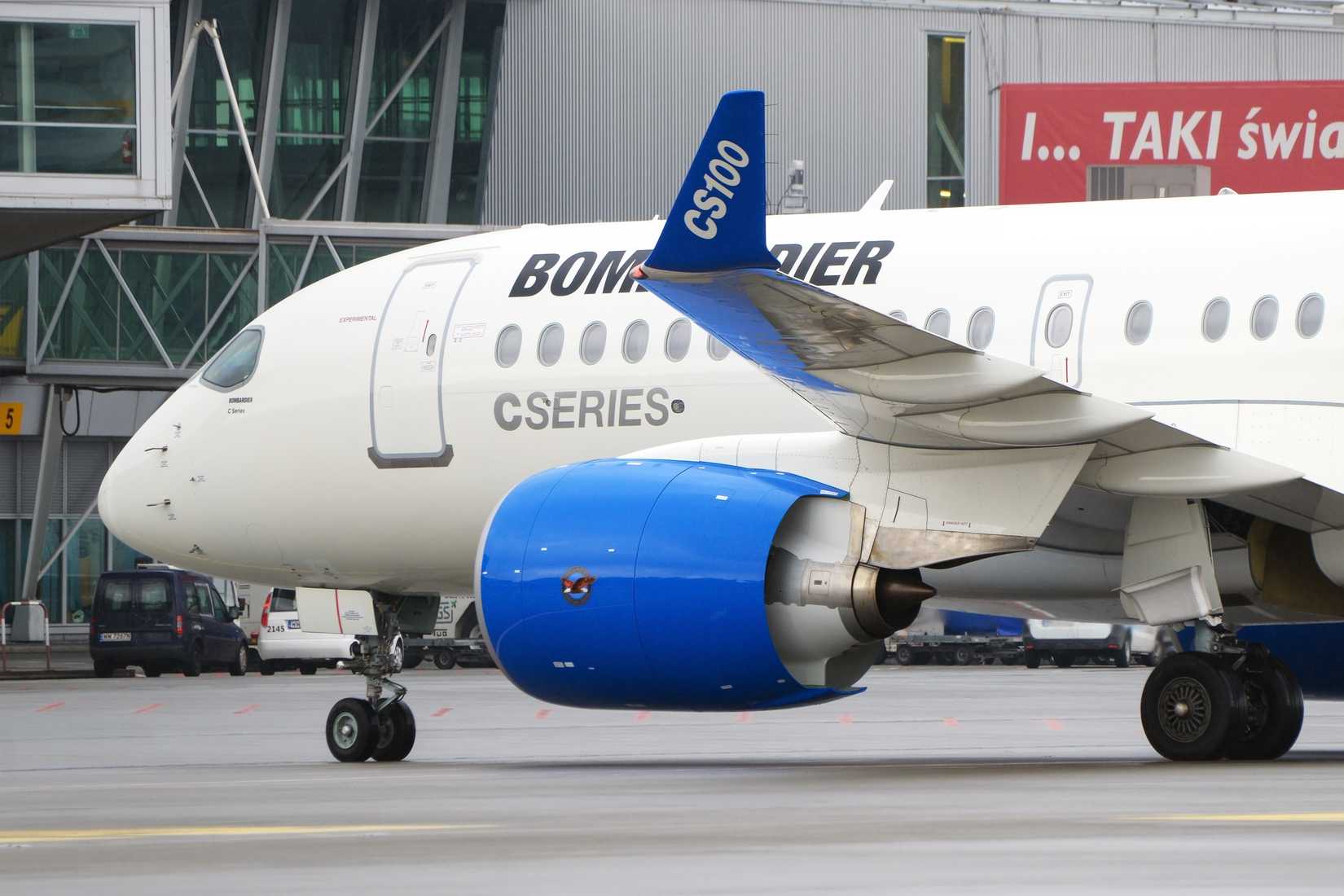 Bombardier CSeries CS300 at WAW shutterstock_2206329461
