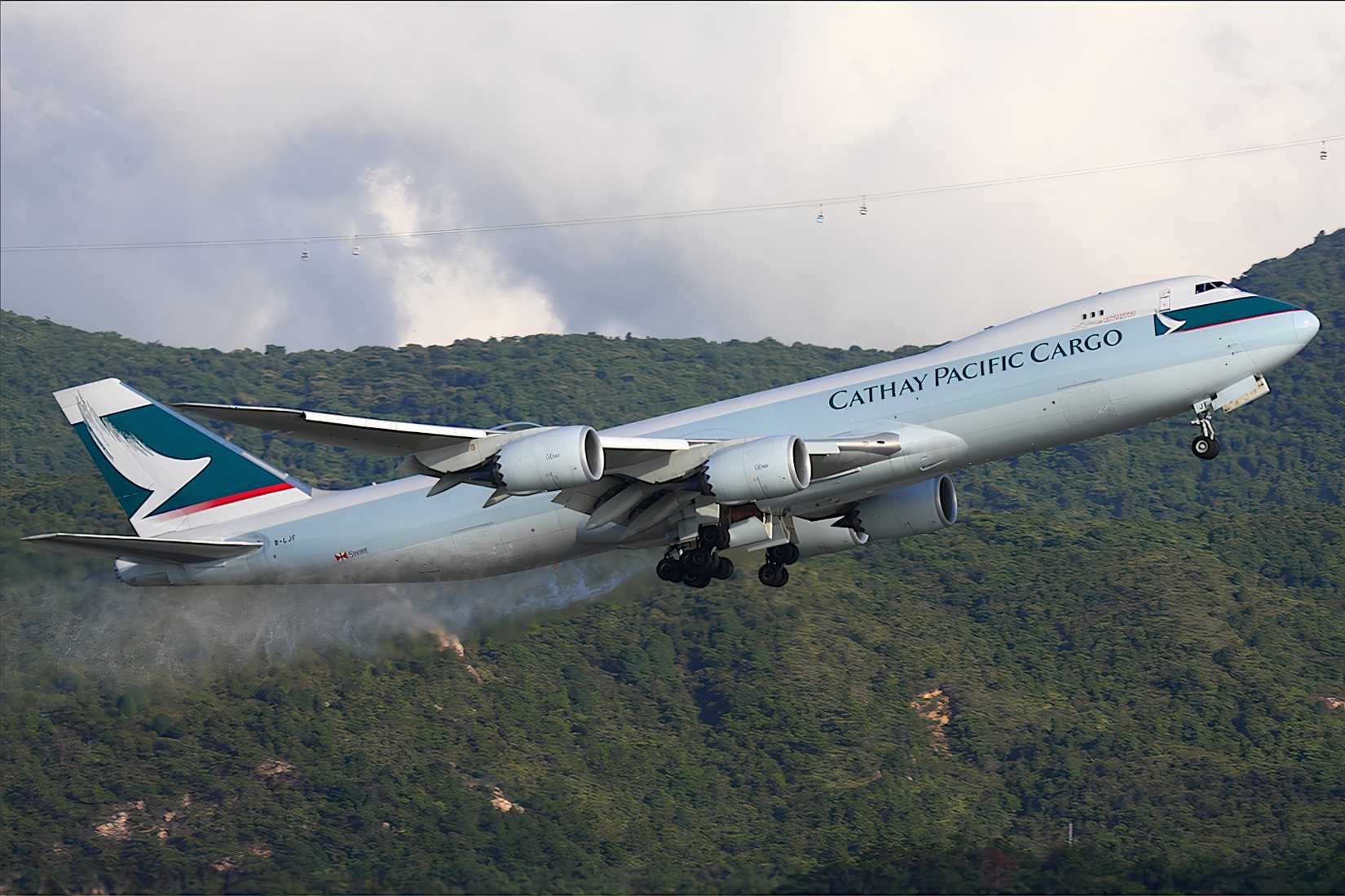Cathay Pacific Cargo Boeing 747-8F take off at Hong Kong