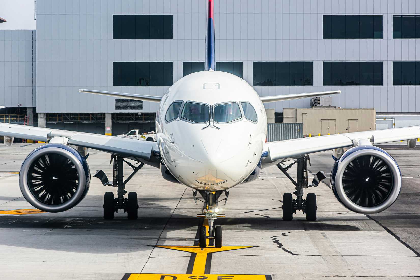 Delta Air Lines A220 front on