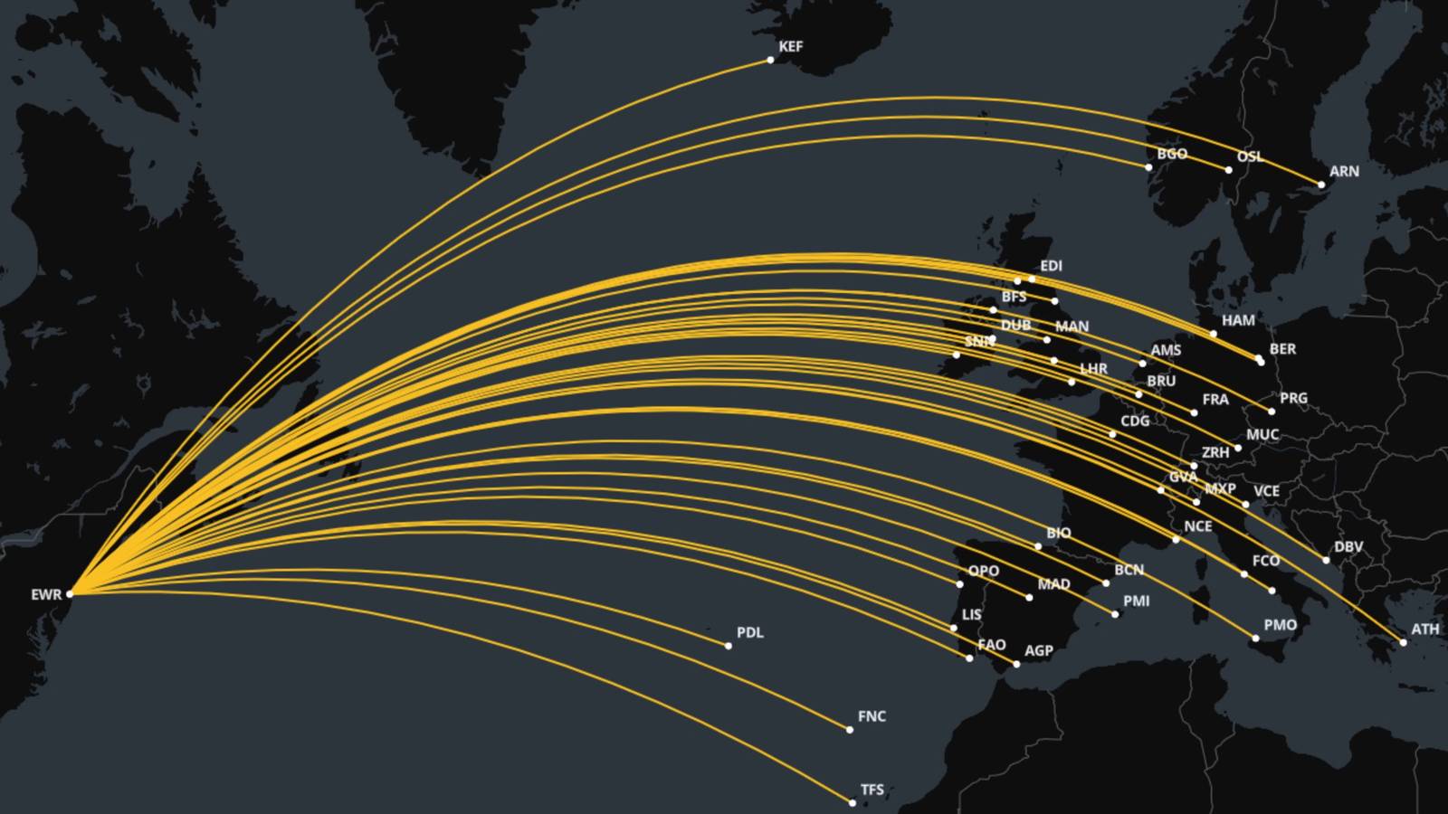 Addition Simple Visual From Newark To Europe: A Visual Timeline Of United’s Changing ...
