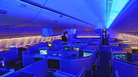 A United Airlines Polaris cabin