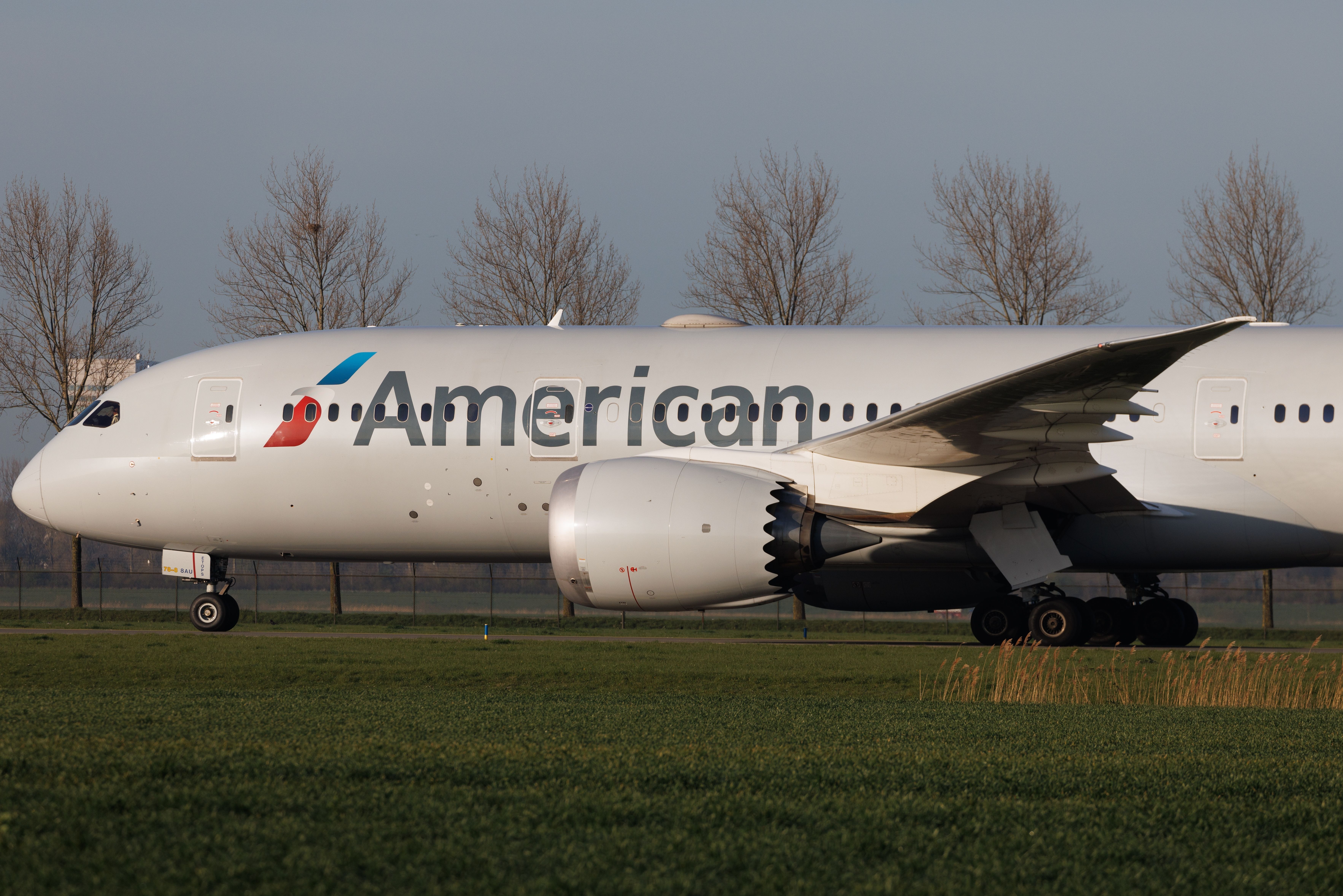 An American Airlines Boeing 787 taxiing