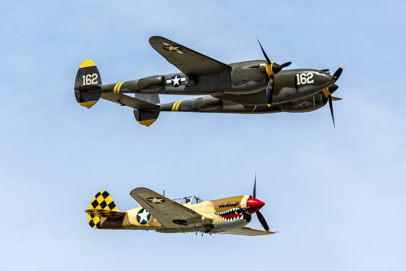 Lockheed P-38 Lightning and Curtiss P-40N