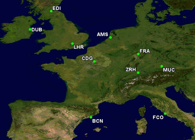 United's top 10 European airports June 2025