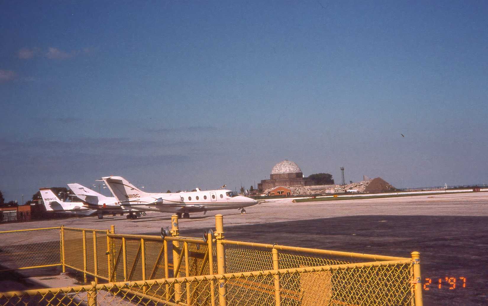 Business Jets parked at Meigs Field Airport, on 21 September 1997