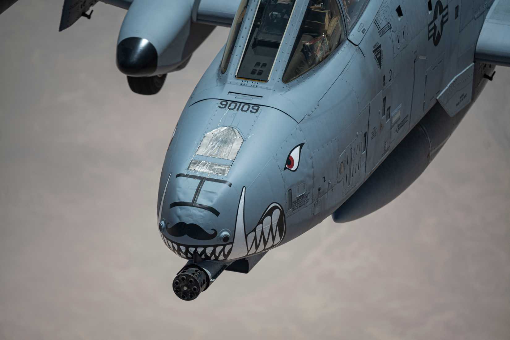 Air Force A-10 Thunderbolt II returns to combat air patrol.
