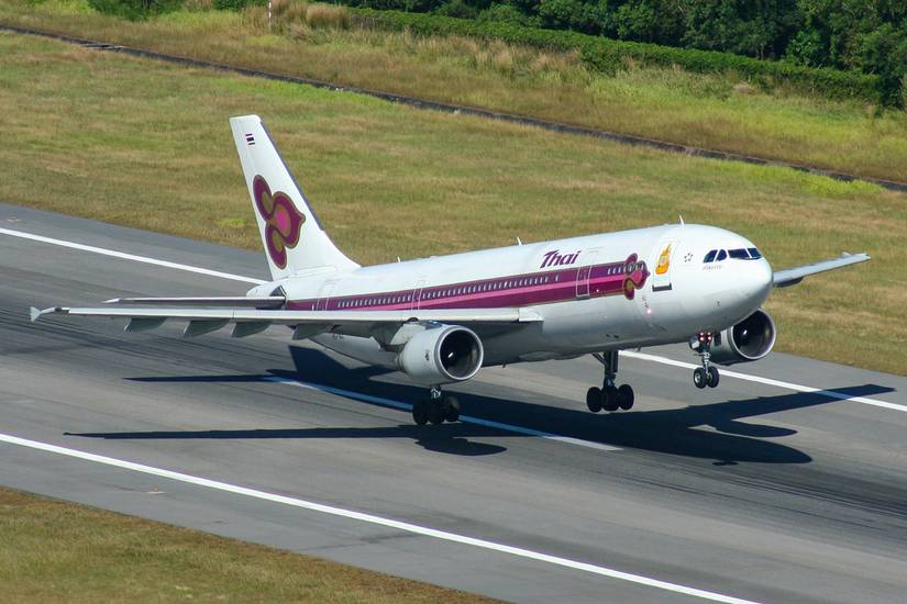 Airbus A300-600R (AB6) of Thai Airways as seen taking off at Phuket Airport