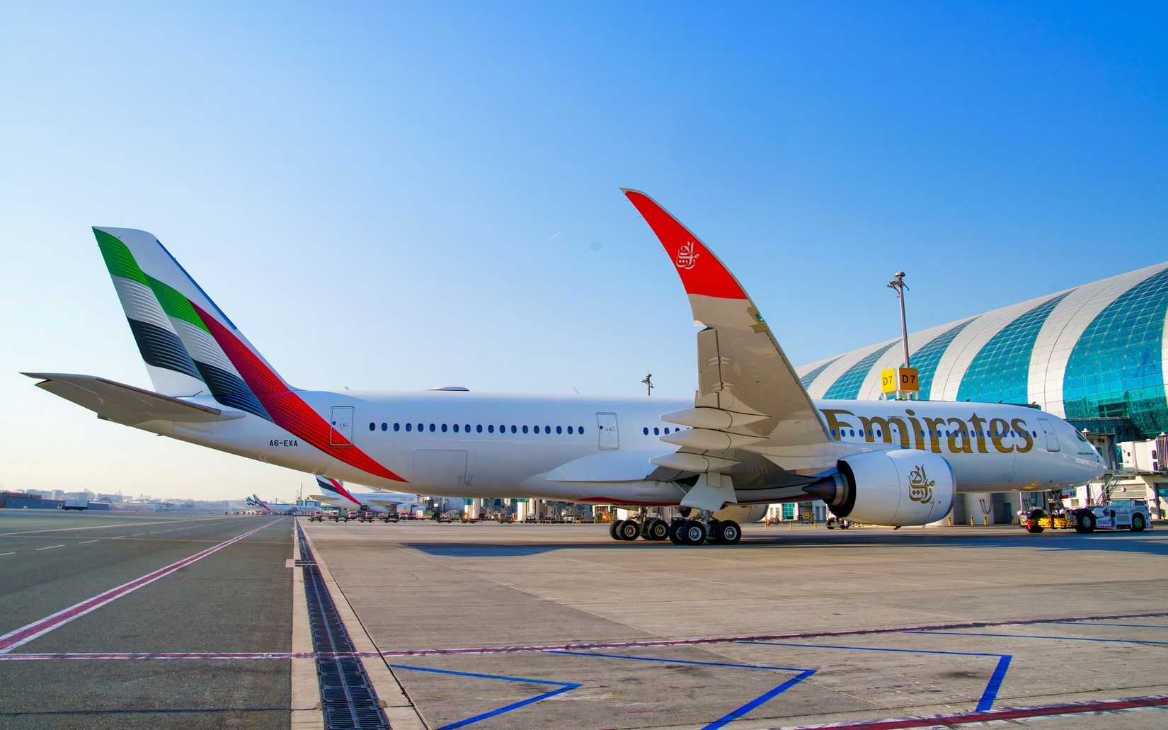 Emirates A350-900 parked