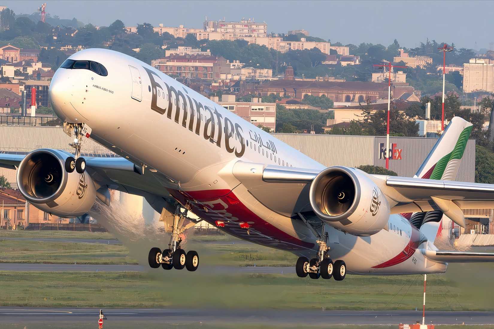 Emirates A350-900 taking off 