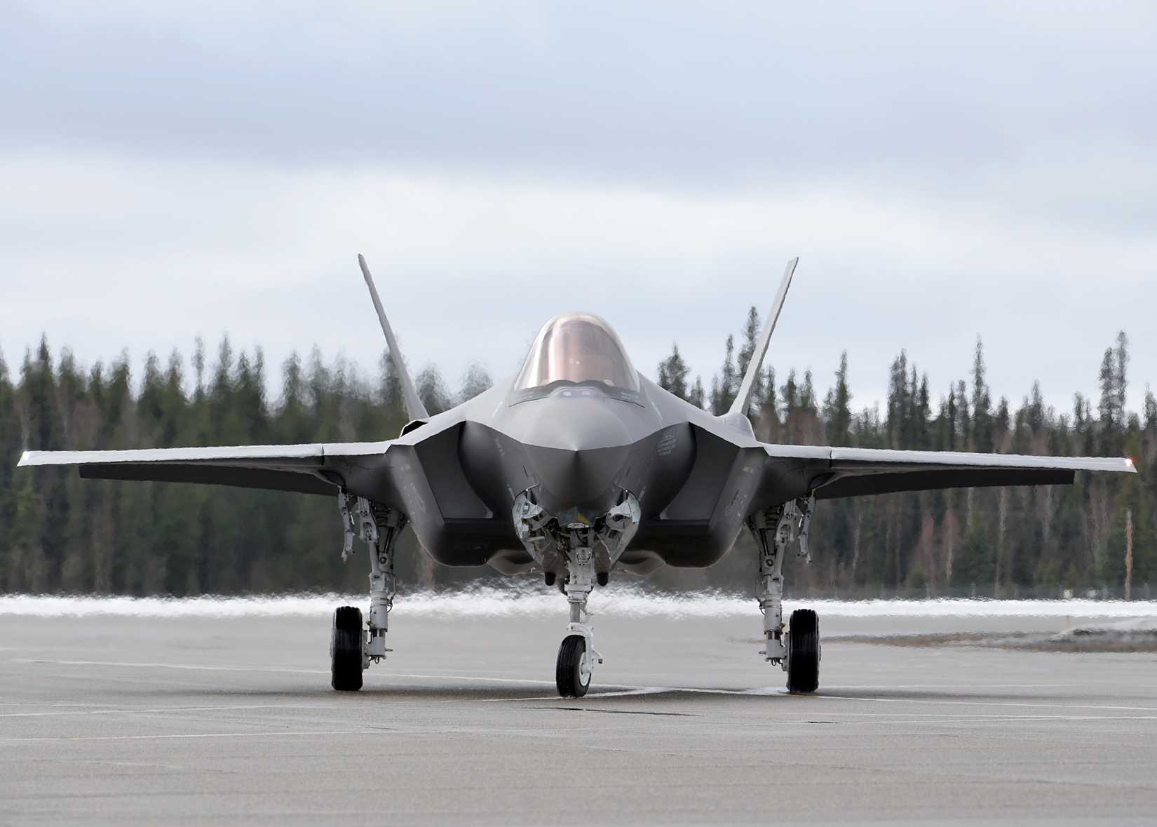 F-35A Lightning II fifth-generation fighter jets assigned to the 354th Fighter Wing on the flight line at Eielson Air Force Base, Alaska.