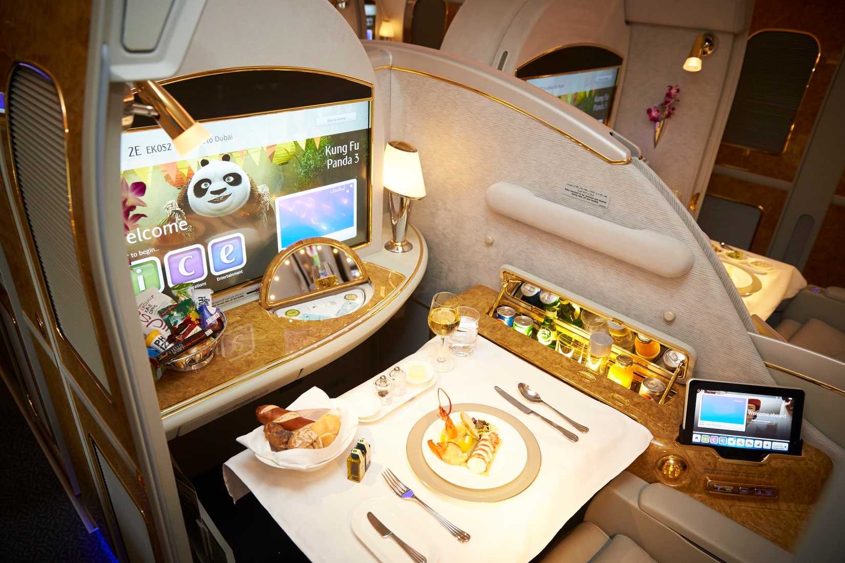Emirates A380 first class suite with IFE 
