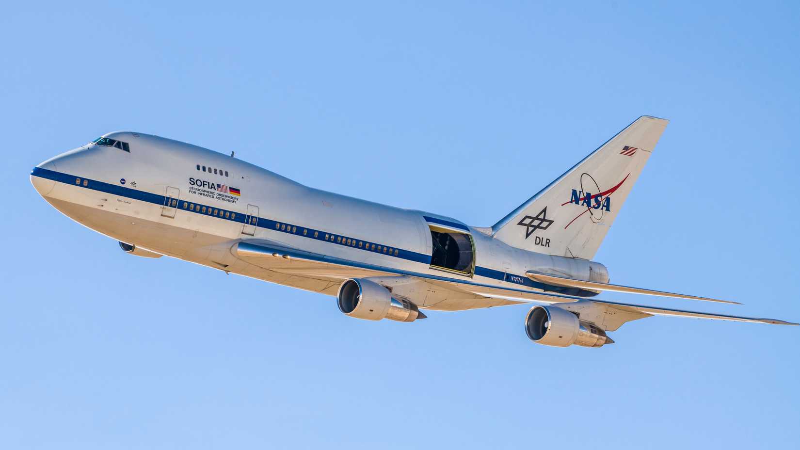 NASA’s Stratospheric Observatory for Infrared Astronomy (SOFIA), a Boeing 747SP aircraft.