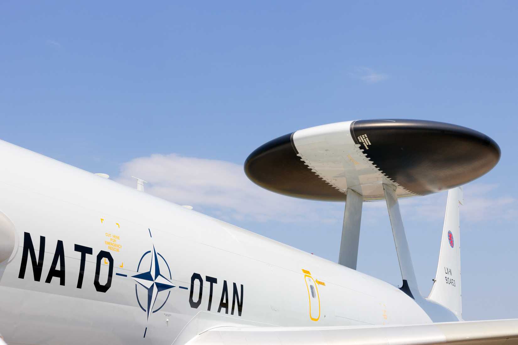 Nato sign on an AWACS E-3 Sentry radar plane