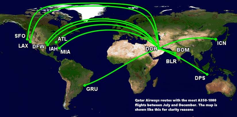 Up To 2 Daily: Qatar Airways' Most-Served Airbus A350-1000 Flights
