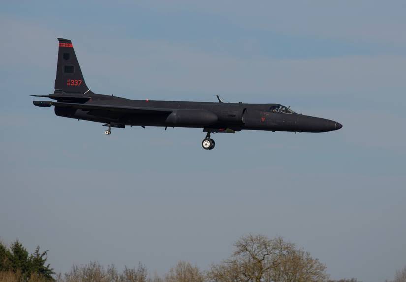 A Lockheed U-2S Dragon Lady high flying spy plane Landing