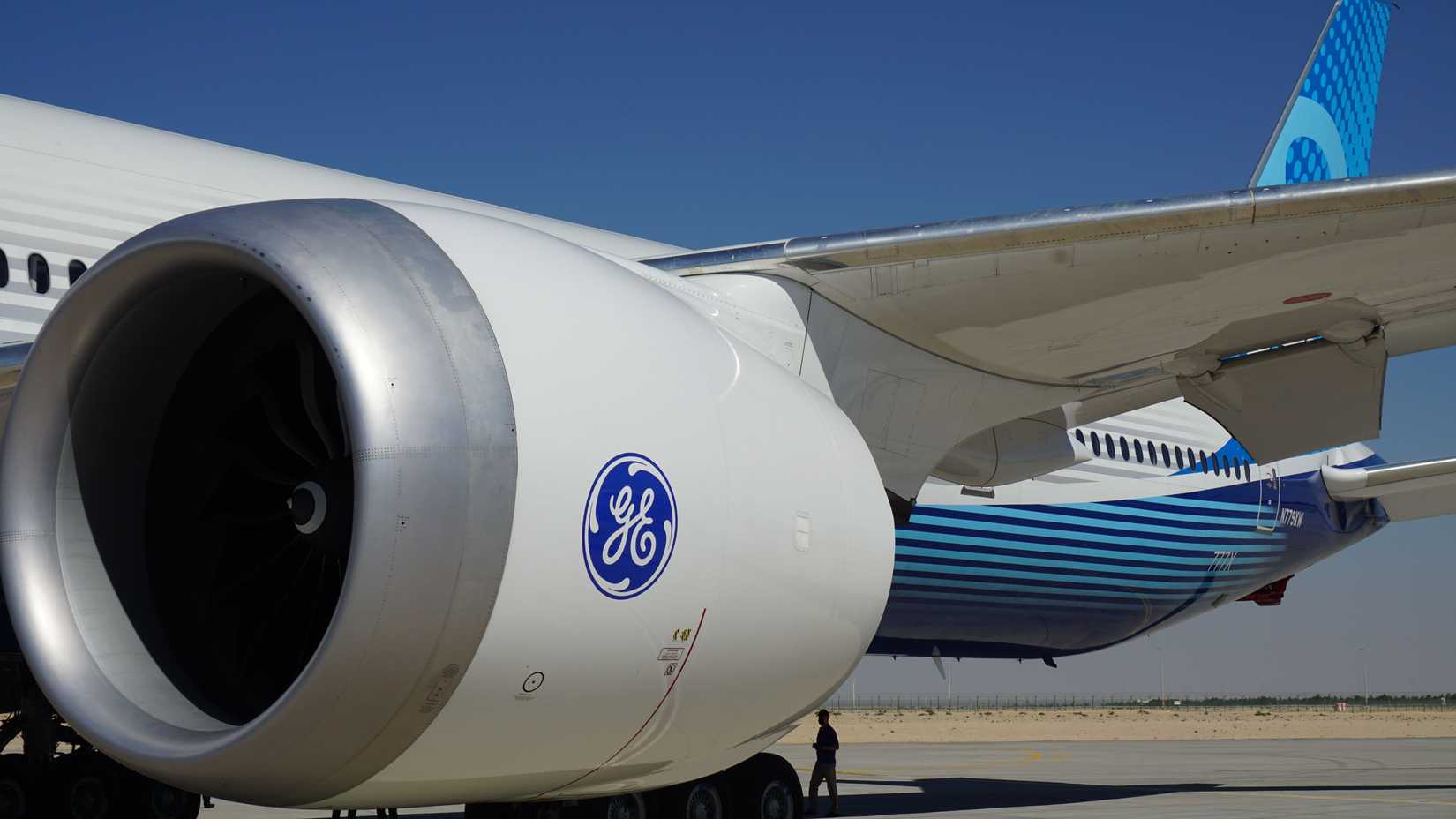 Boeing 777X GE9X engine close up shot