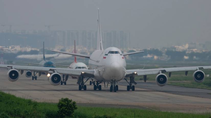 Boeing 747-281B with reg EP-FAA of Qeshm Fars Air prepare to take off from Ho Chi Minh City