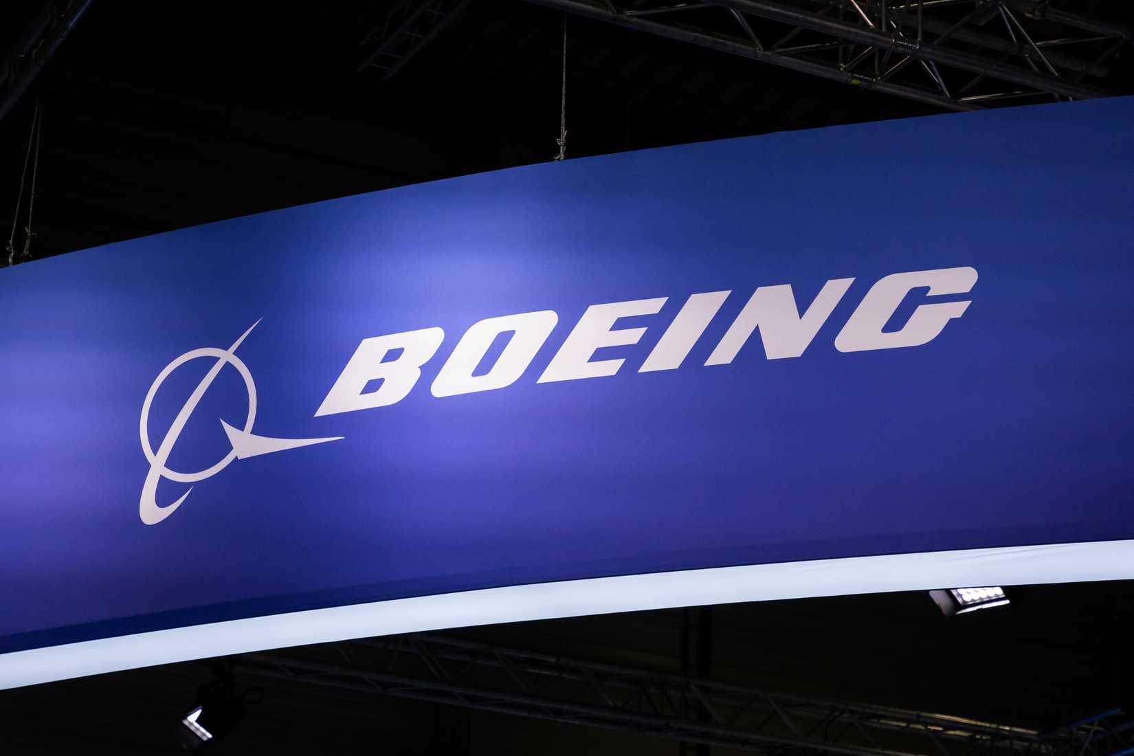 Berlin, Germany - June 7, 2024: Boeing Company logo sign at exhibition stand at ILA Berlin aerospace industry fair
