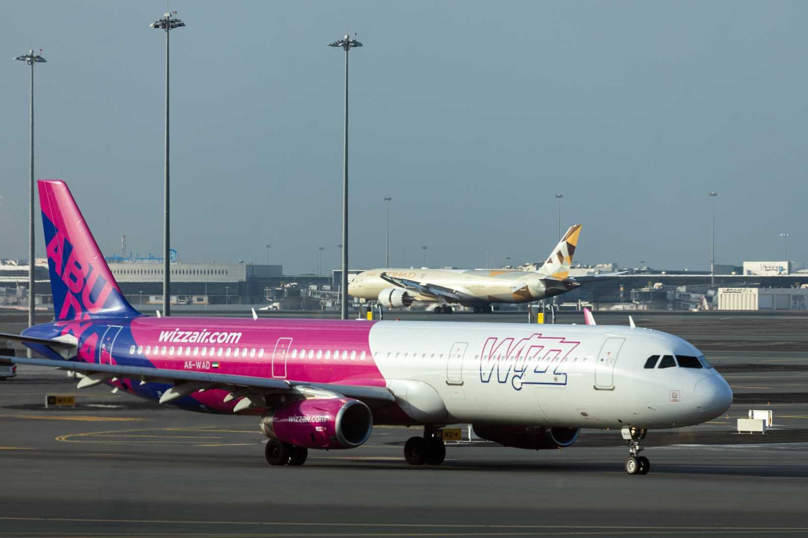 Wizz Air Abu Dhabi Airbus A321 at AUH shutterstock_2465652813