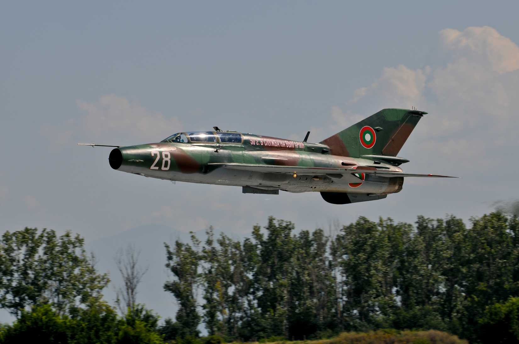 A Bulgarian air force MiG-21 Fishbed takes off at Graf Ignatievo Air Base, Bulgaria, during Thracian Star on July 16, 2015.-1