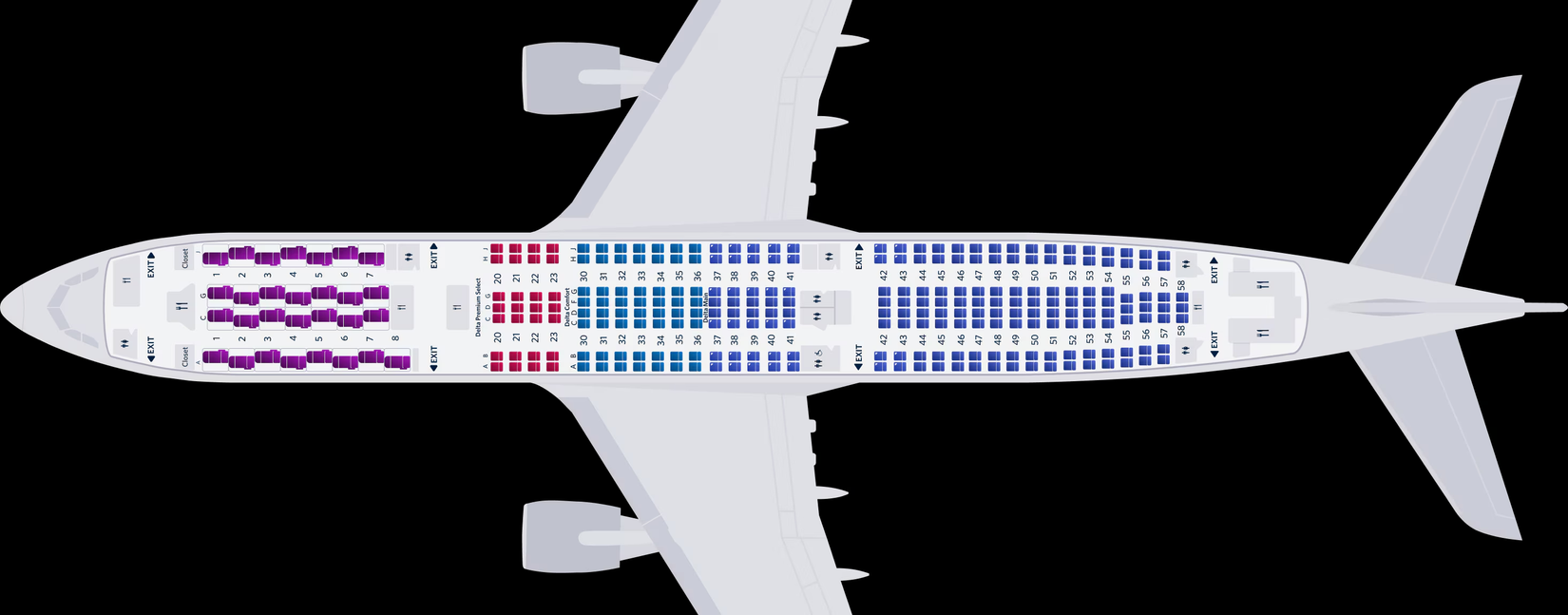 A330-900 Delta Seatmap