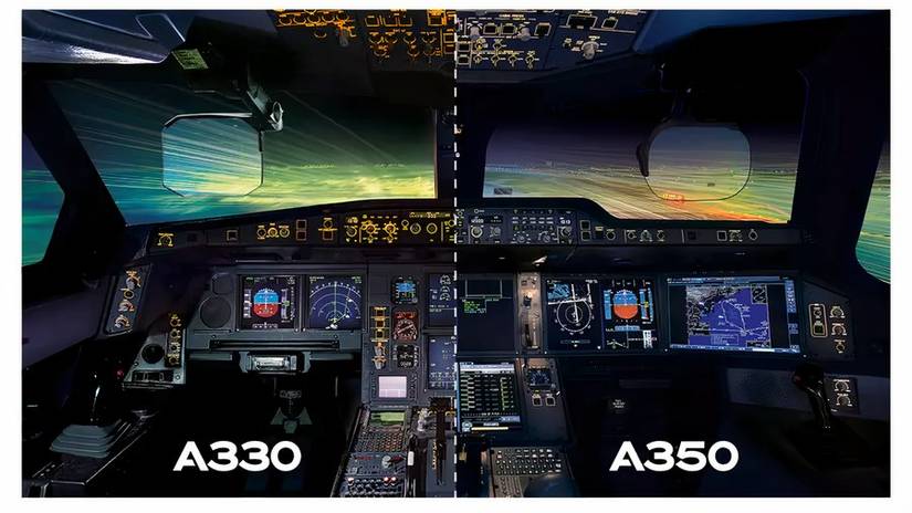 A comparison of the similar A330 and A350 cockpits