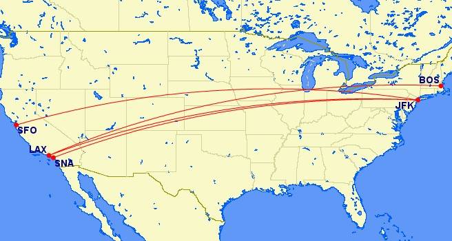 Typical Transcontinental Flight Routing Map Delta Vs. American Vs. United: Which Carrier Wins On Transcontinental ...