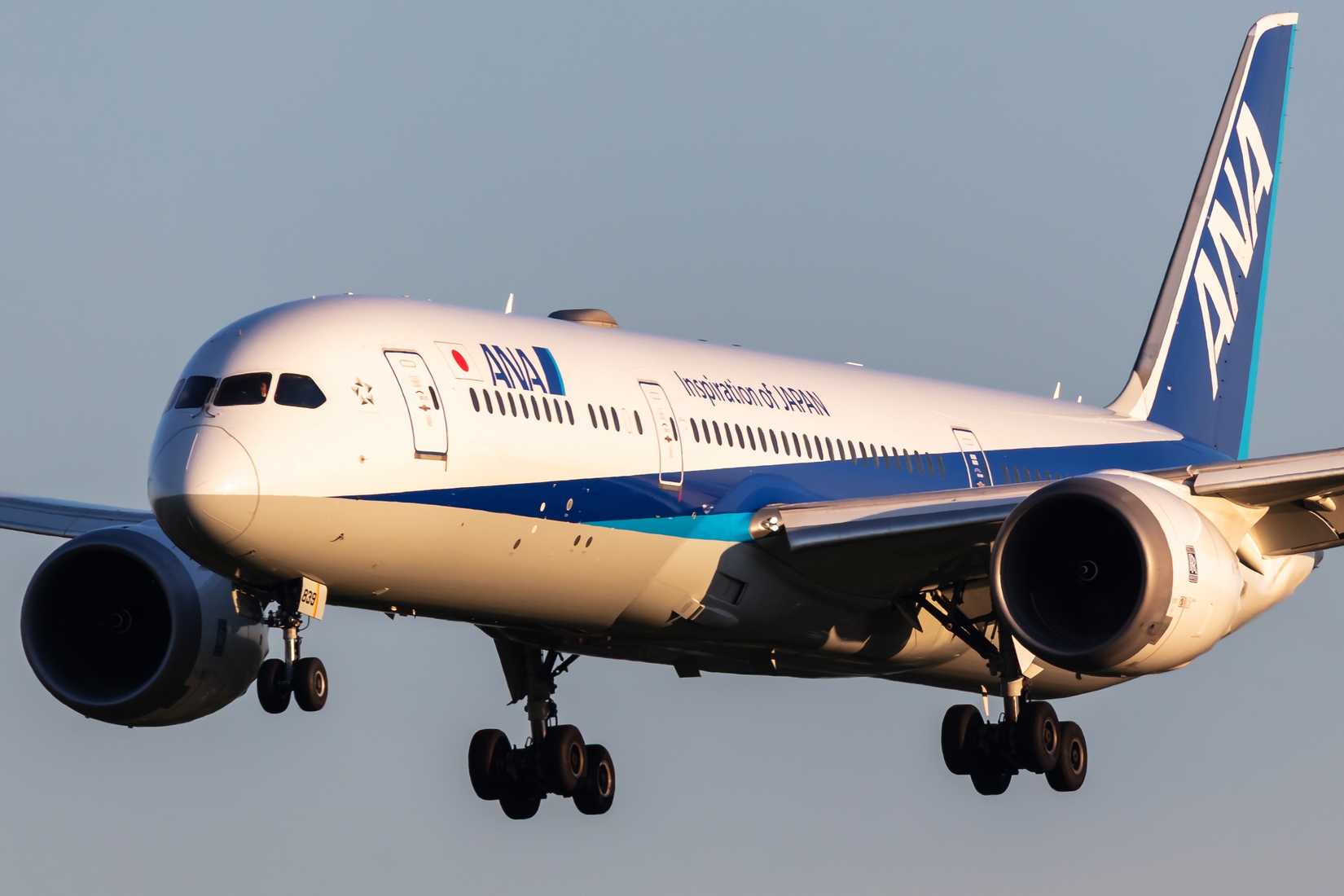 ANA All Nippon Airways Boeing 787-9 Dreamliner passenger plane at Vienna Airport. 