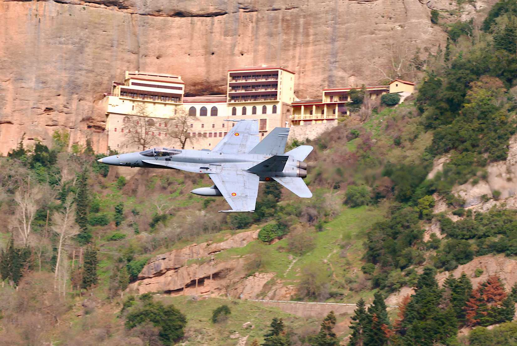 Spanish F-18 passing through Vouraikos Canyon, Greece, 2025